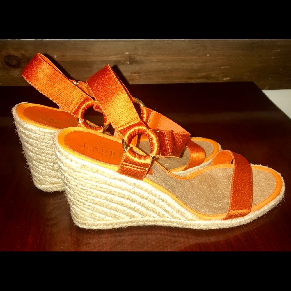 Lauren Ralph Lauren orange and jute sandals